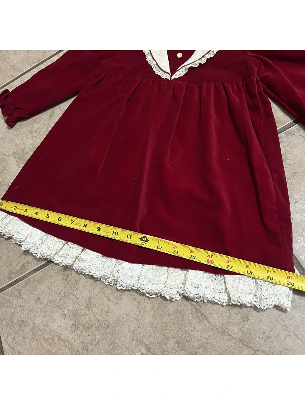 Vintage Special Ingredients Velvet Ruffle Lace Trim Red Cotton Dress 3T Holiday